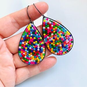Glitterlimes Teardrop Rainbow Sprinkles Earrings